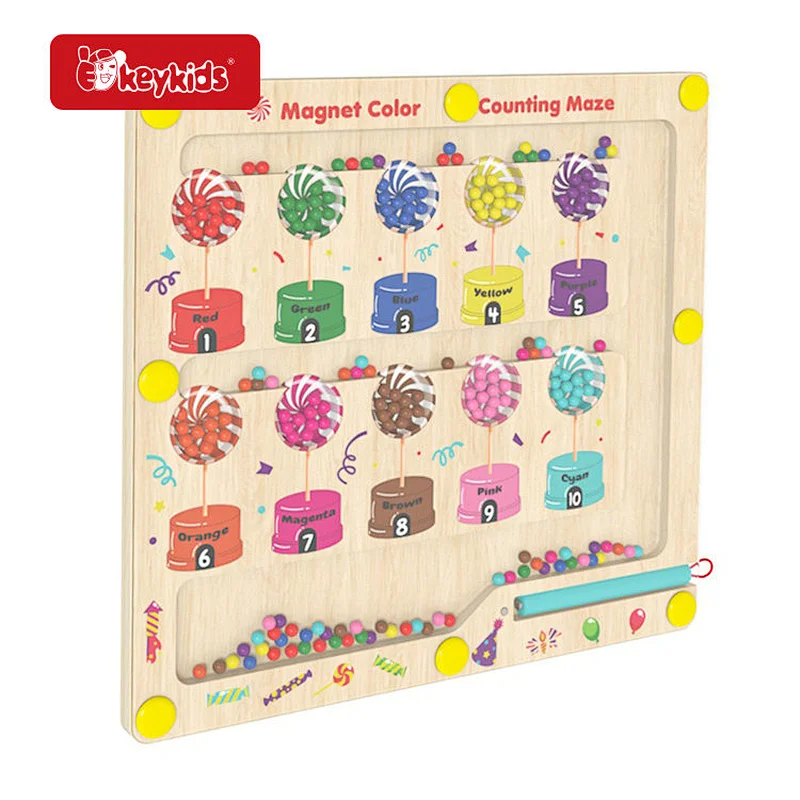 Customize Kids Learning Toys Wooden Magnet Board Puzzle Game for Color Sorting Counting Matching W11H115
