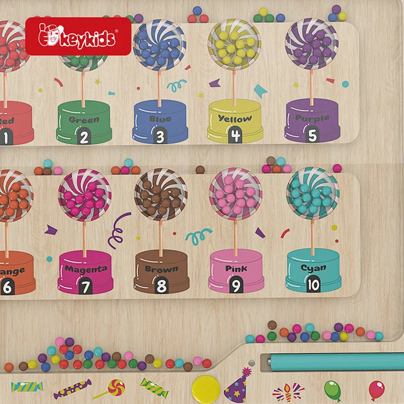 Customize Kids Learning Toys Wooden Magnet Board Puzzle Game for Color Sorting Counting Matching W11H115