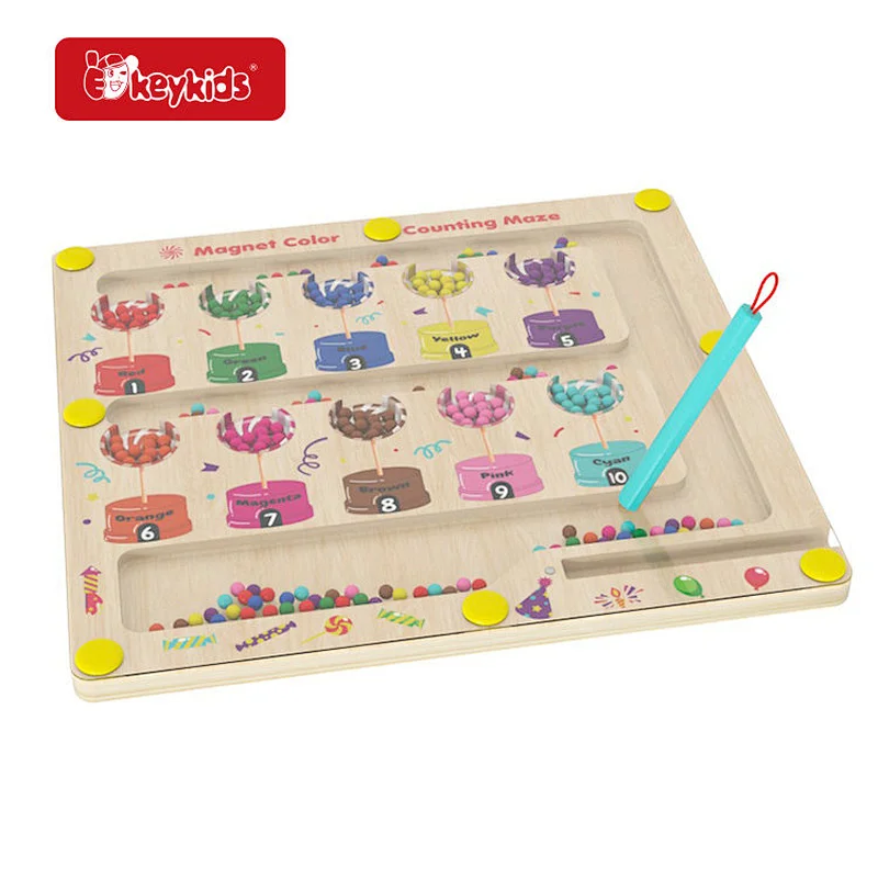 Customize Kids Learning Toys Wooden Magnet Board Puzzle Game for Color Sorting Counting Matching W11H115
