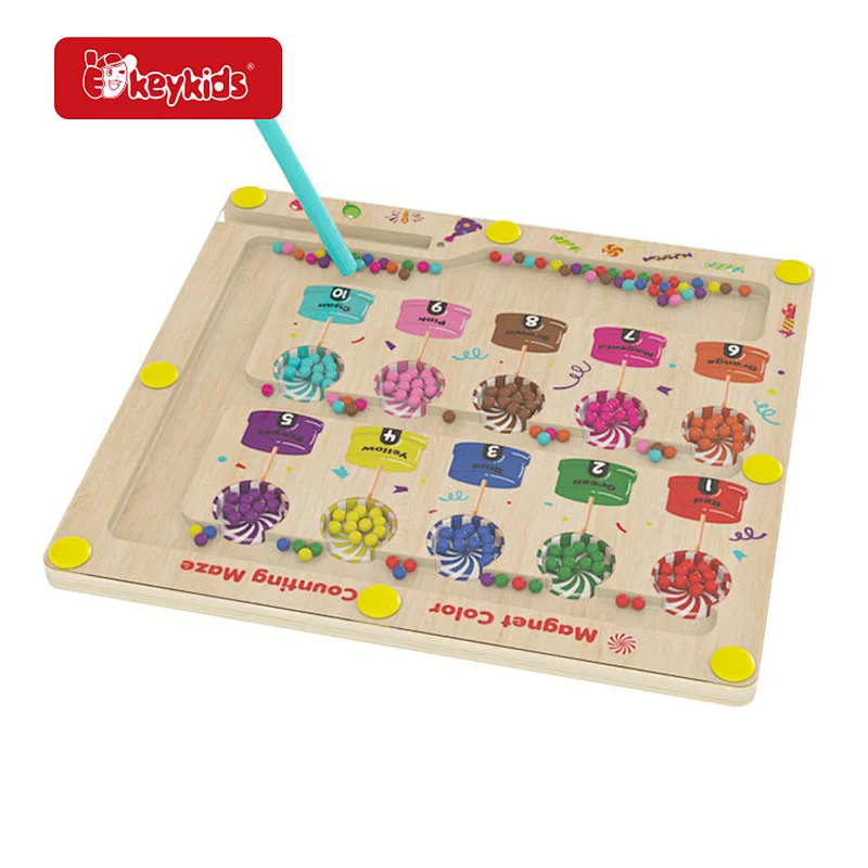 Customize Kids Learning Toys Wooden Magnet Board Puzzle Game for Color Sorting Counting Matching W11H115